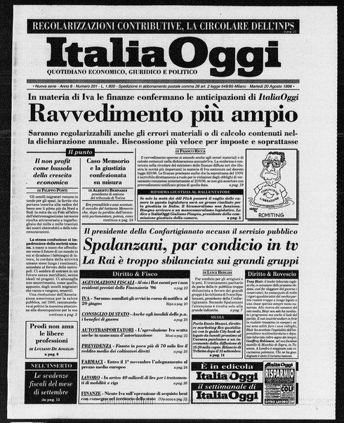 Italia oggi : quotidiano di economia finanza e politica